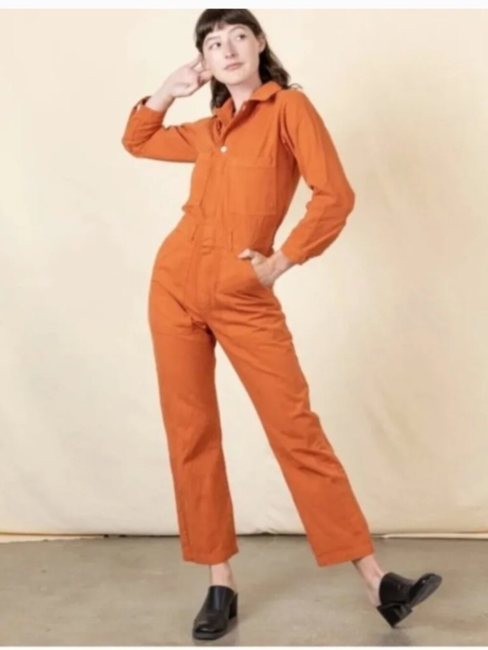 BIg Bud Press Orange Coverall Jumpsuit Women's XXS Long Sleeve Utility Fall